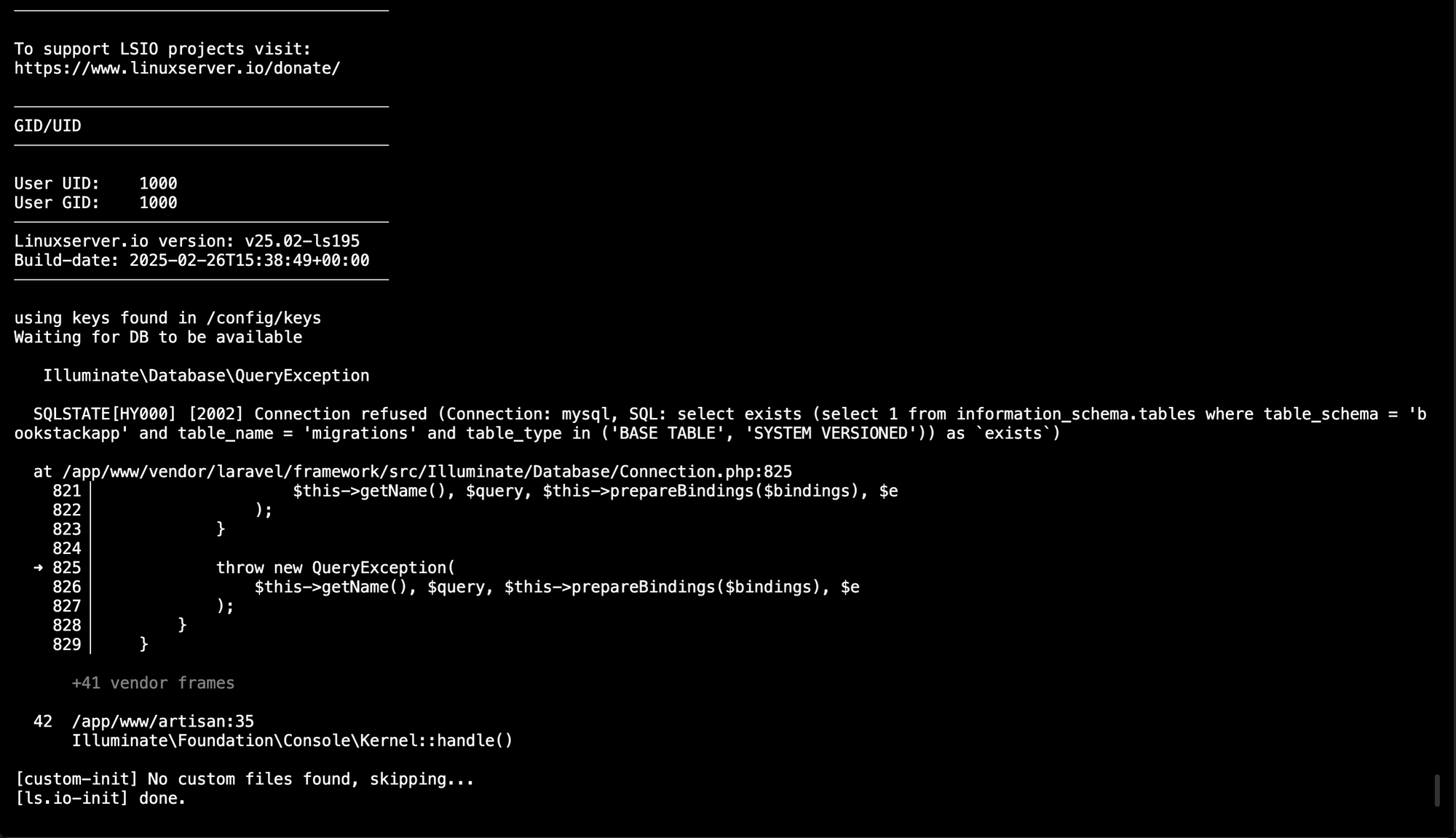 BookStack Docker-Compse Error
